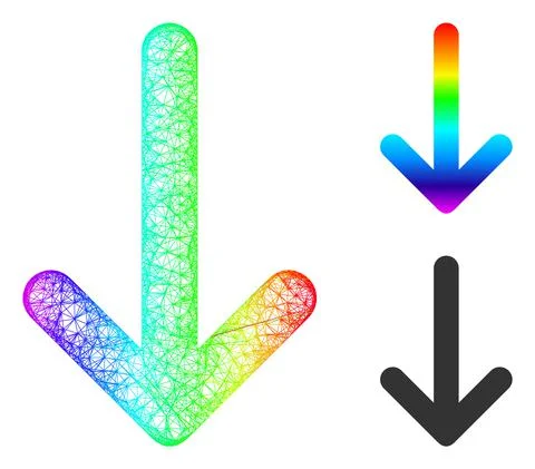 Spectrum Linear Gradient Arrow Down Icon Stock Illustration