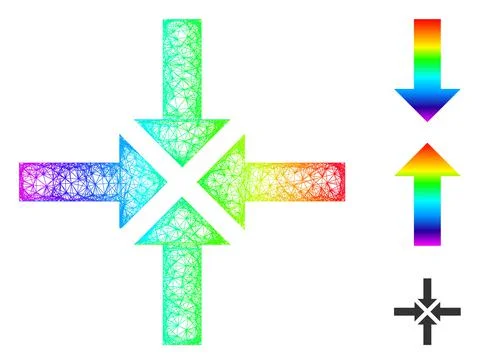 Spectrum Linear Gradient Compress Arrows Icon Stock Illustration