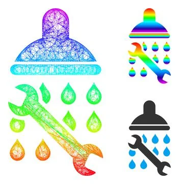 Spectrum Linear Gradient Shower Plumbing Icon Illustration