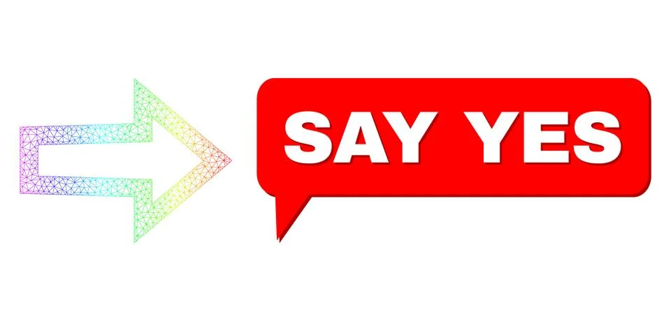 Spectrum Mesh Gradient Arrow Right Icon and Say Yes Speech Bubble with Shadow 스톡 일러스트