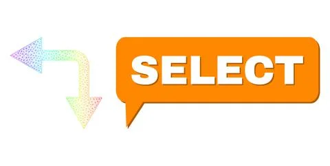 Spectrum Mesh Gradient Bifurcation Arrow Left Down Icon and Select Speech Frame イラスト素材