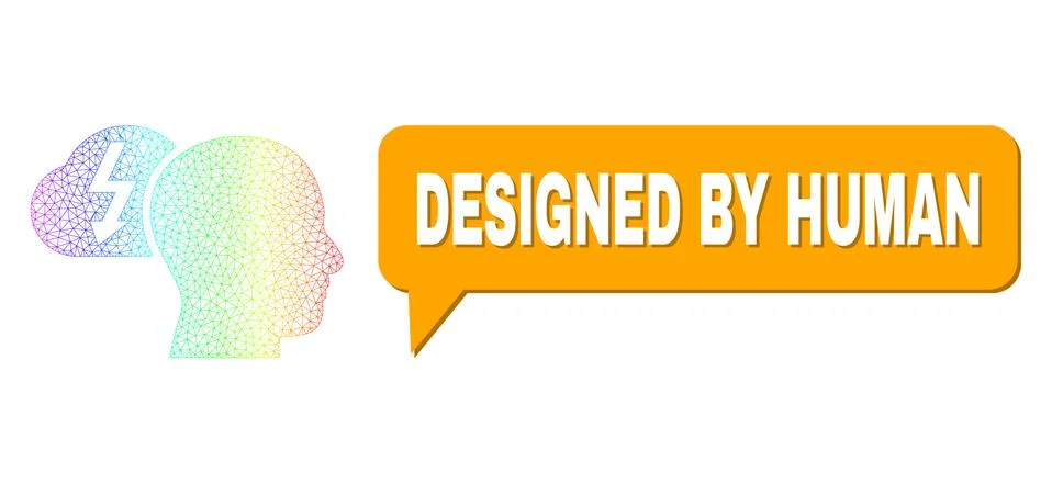 Spectrum Mesh Gradient Brainstorming Icon and Designed by Human Chat Bubble with Stock Illustration