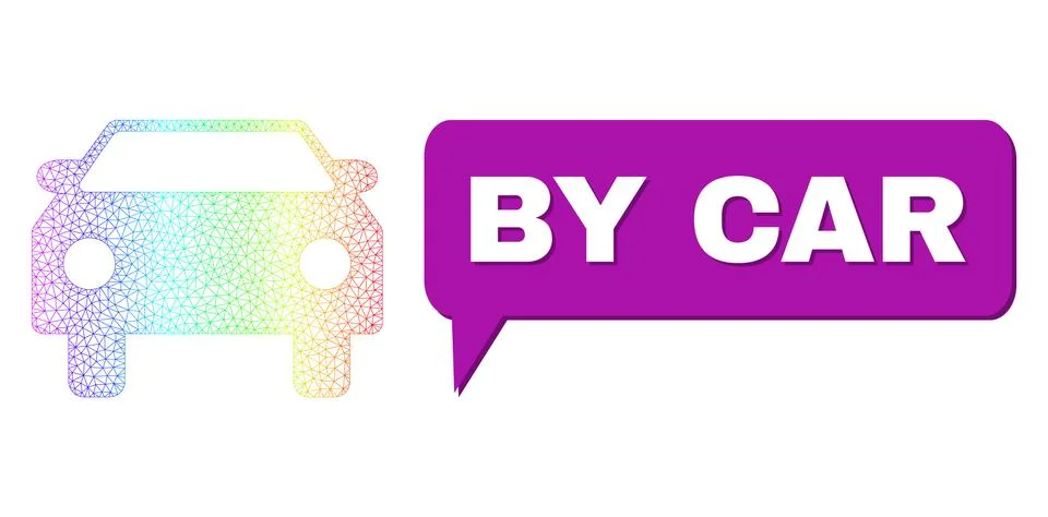 Spectrum Mesh Gradient Car Icon and By Car Chat Balloon with Shadow Ilustración de archivo