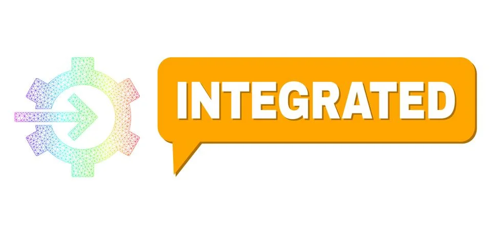 Spectrum Mesh Gradient Cog Integration Icon and Integrated Chat Frame with Stock Illustration