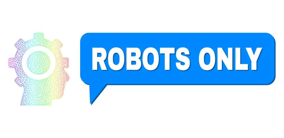 Spectrum Mesh Gradient Cyborg Gear Icon and Robots Only Chat Bubble with Shadow Stockillustratie