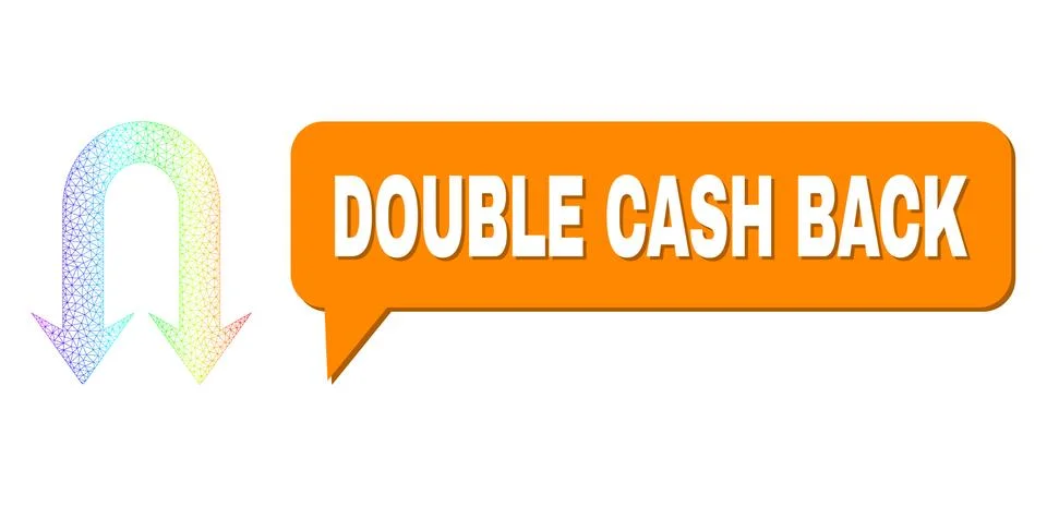 Spectrum Mesh Gradient Double Back Arrow Icon and Double Cash Back Message Frame イラスト素材