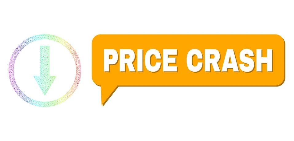 Spectrum Mesh Gradient Down Rounded Arrow Icon and Price Crash Message Bubble 스톡 일러스트