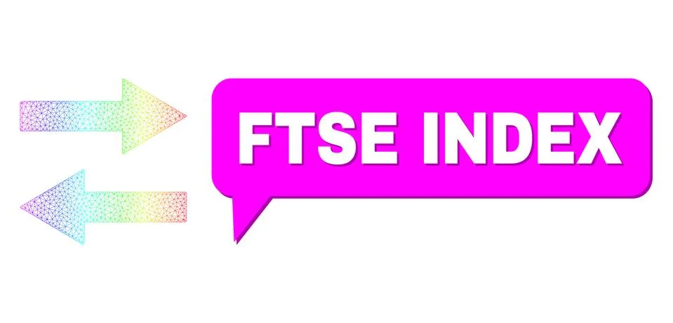 Spectrum Mesh Gradient Horizontal Flip Arrows Icon and Ftse Index Chat Bubble Stock Illustration