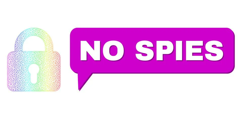 Spectrum Mesh Gradient Lock Icon and No Spies Message Balloon with Shadow Stock Illustration