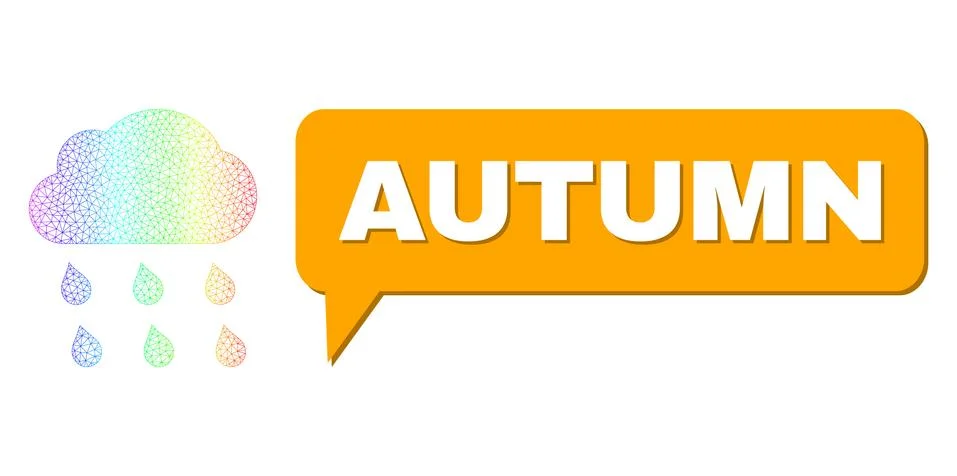 Spectrum Mesh Gradient Rain Cloud Icon and Autumn Speech Balloon with Shadow Ilustración de archivo