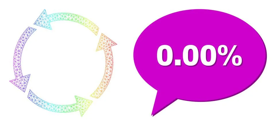 Spectrum Mesh Gradient Recycle Icon and 0.00% Chat Bubble with Shadow イラスト素材