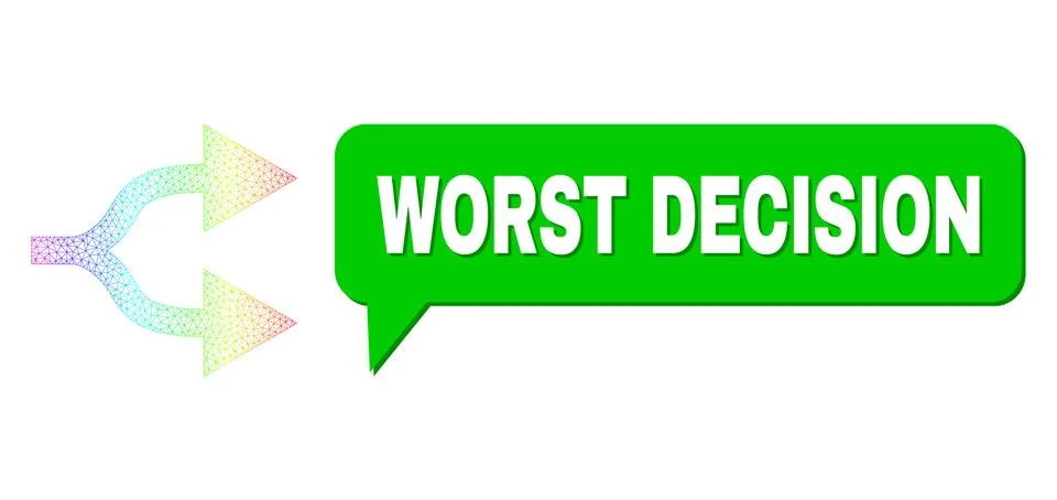 Spectrum Mesh Gradient Split Arrows Right Icon and Worst Decision Chat Cloud Stock Illustration