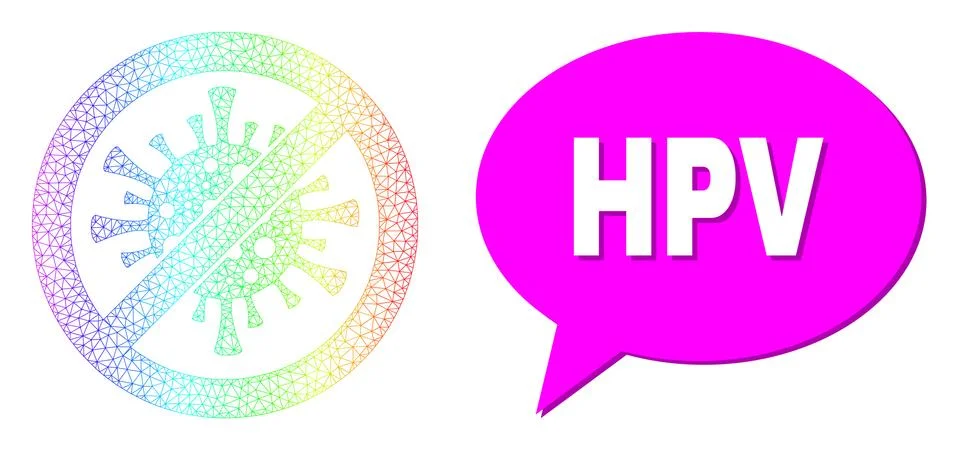 Spectrum Mesh Gradient Stop Coronavirus Icon and Hpv Speech Balloon with Shadow Ilustración de archivo