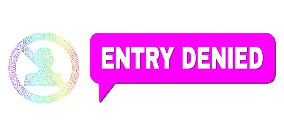 Spectrum Mesh Gradient Stop Man Icon and Entry Denied Speech Bubble with Shadow イラスト素材