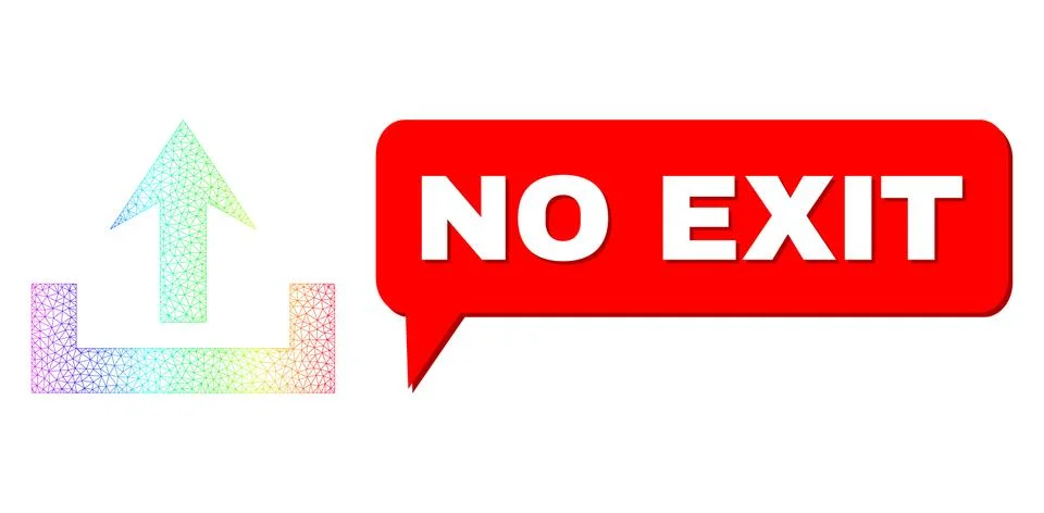 Spectrum Mesh Gradient Upload Icon and No Exit Speech Cloud with Shadow 스톡 일러스트