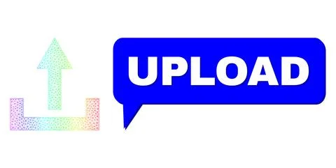 Spectrum Mesh Gradient Upload Icon and Upload Chat Balloon with Shadow Stock Illustration