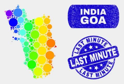 Spectrum Mosaic Goa State Map and Scratched Last Minute Watermark Stock Illustration