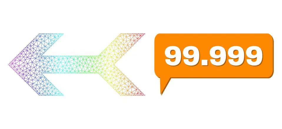 Spectrum Net Gradient Arrow Left Icon and 99.999 Conversation Cloud with Shadow Illustrazione stock