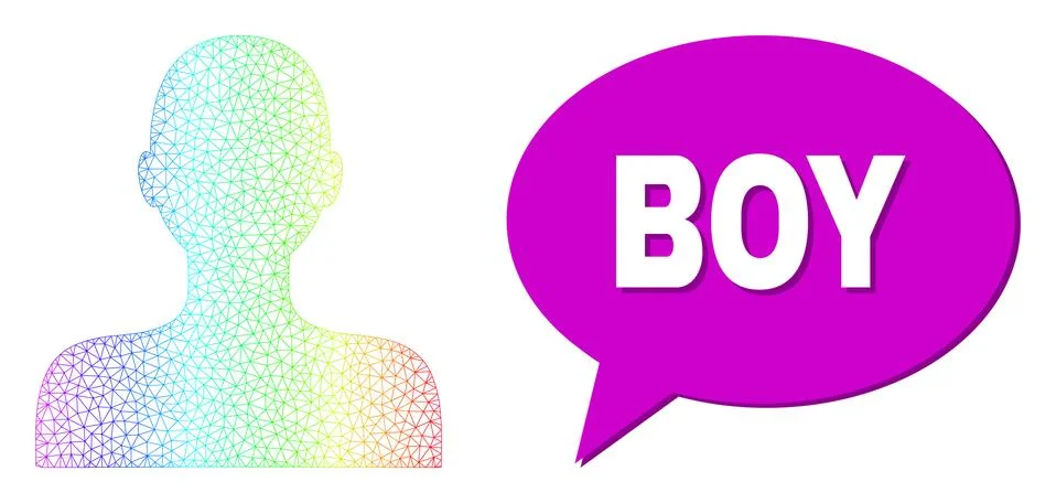 Spectrum Net Gradient Boy Icon and Boy Speech Balloon with Shadow Ilustración de archivo