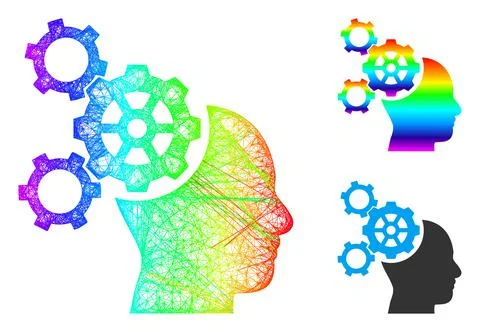 Spectrum Net Gradient Brain Mechanics Icon Stock Illustration