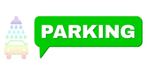 Spectrum Net Gradient Car Shower Icon and Parking Speech Bubble with Shadow Stock Illustration