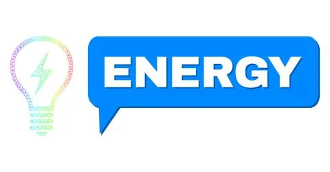 Spectrum Net Gradient Electric Bulb Icon and Energy Message Balloon with Shadow Ilustración de archivo