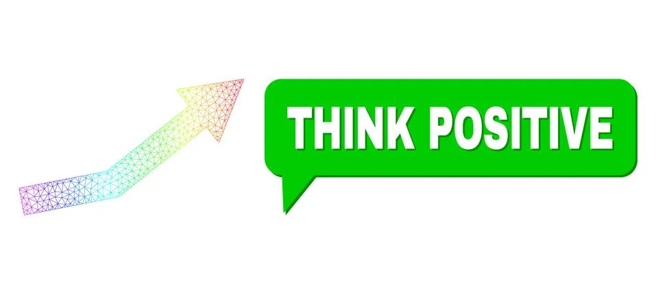 Spectrum Net Gradient Growth Trend Icon and Think Positive Chat Cloud with Stock Illustration