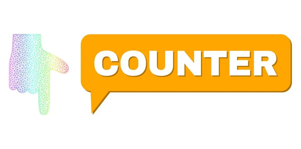 Spectrum Net Gradient Hand Pointer Down Icon and Counter Speech Balloon with 스톡 일러스트