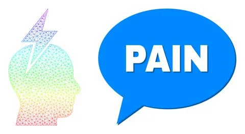 Spectrum Net Gradient Headache Icon and Pain Conversation Balloon with Shadow イラスト素材