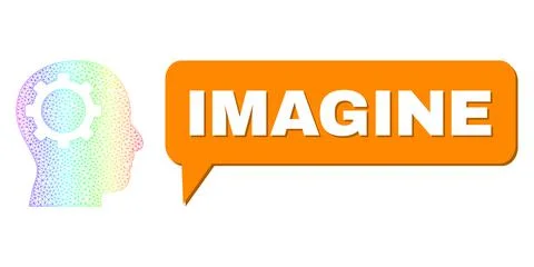 Spectrum Net Gradient Intellect Gear Icon and Imagine Chat Bubble with Shadow Stock Illustration