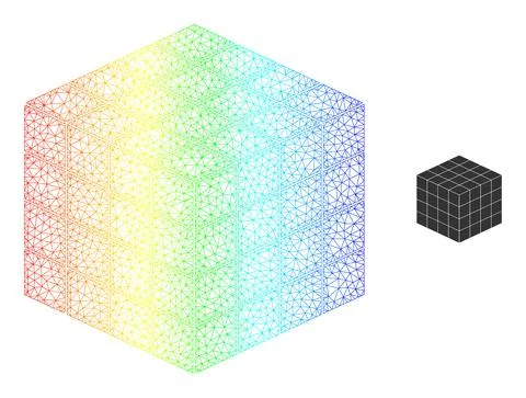 Spectrum Net Gradient Isometric Cube Icon Stock Illustration