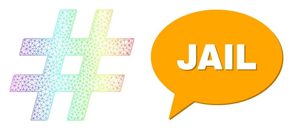 Spectrum Net Gradient Jail Icon and Jail Message Frame with Shadow イラスト素材
