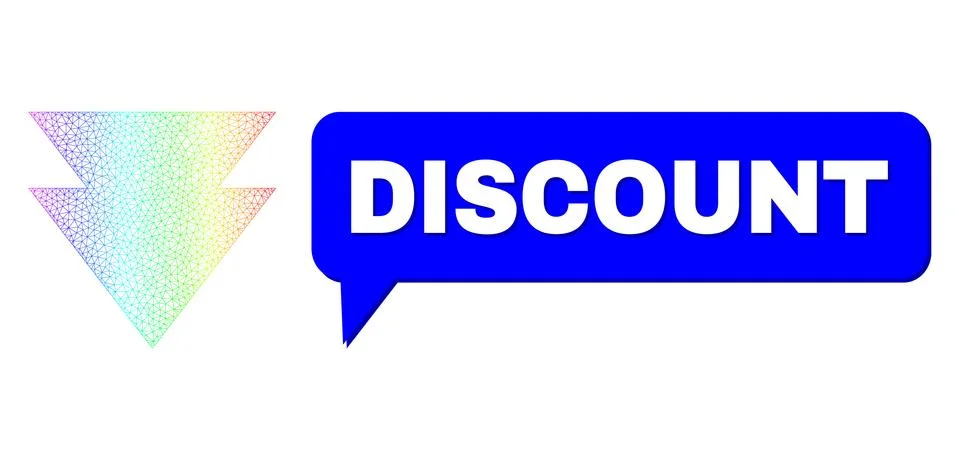 Spectrum Net Gradient Move Down Icon and Discount Conversation Frame with Shadow イラスト素材