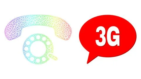 Spectrum Net Gradient Pulse Dialing Icon and 3G Chat Cloud with Shadow イラスト素材
