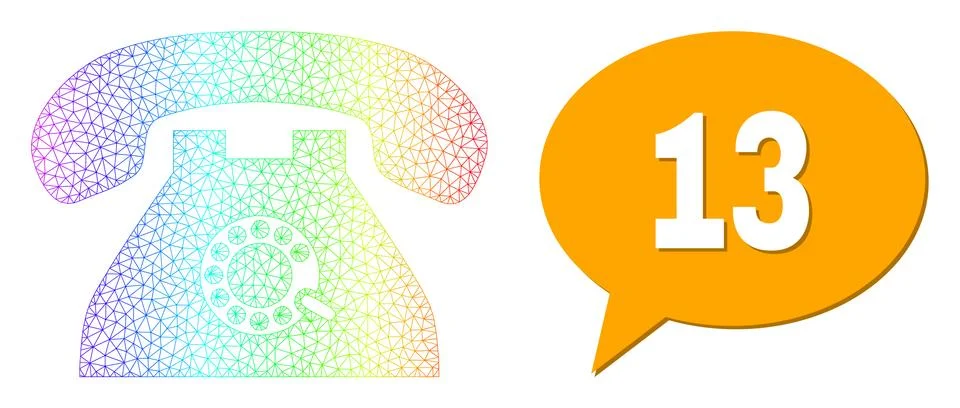 Spectrum Net Gradient Pulse Phone Icon and 13 Chat Cloud with Shadow イラスト素材