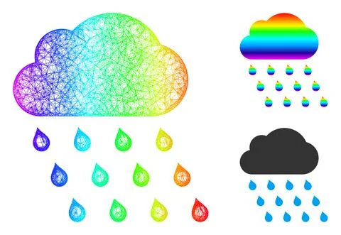 Spectrum Net Gradient Rain Cloud Icon イラスト素材