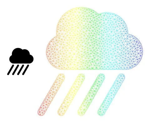 Spectrum Net Gradient Rain Cloud Icon Stock Illustration