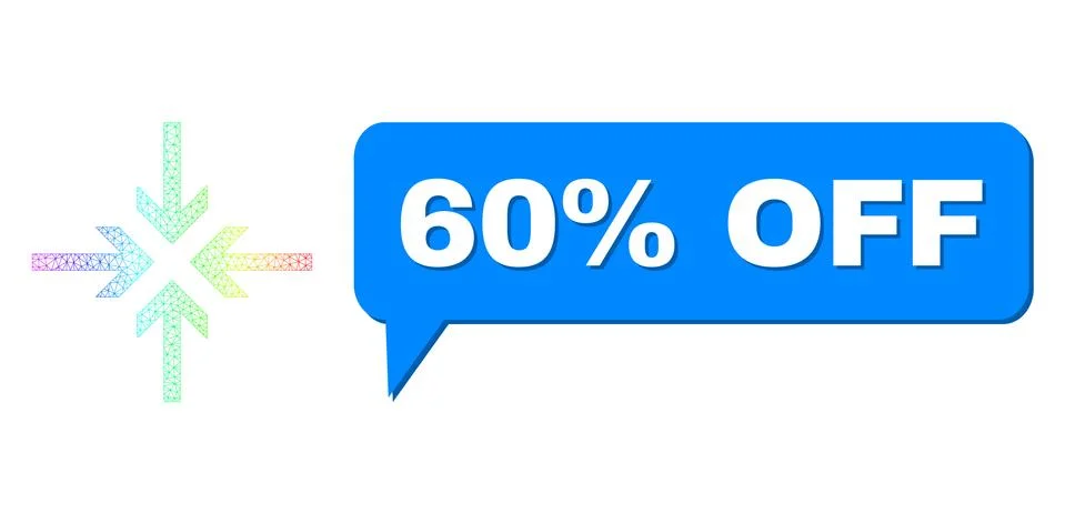 Spectrum Net Gradient Reduce Arrows Icon and 60% Off Chat Bubble with Shadow イラスト素材