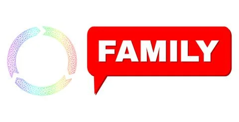 Spectrum Net Gradient Rotation Icon and Family Speech Bubble with Shadow イラスト素材