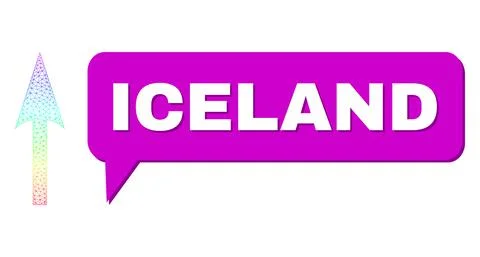 Spectrum Net Gradient Sharp Arrow Up Icon and Iceland Conversation Bubble with イラスト素材