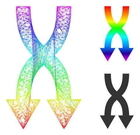 Spectrum Net Gradient Shuffle Arrows Down Icon Stock Illustration
