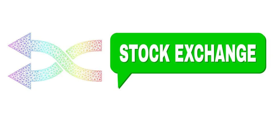 Spectrum Net Gradient Shuffle Arrows Left Icon and Stock Exchange Message Cloud イラスト素材
