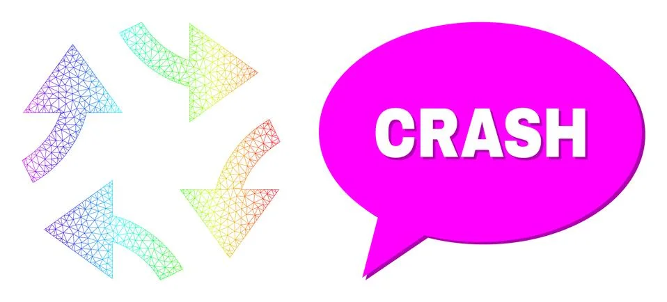 Spectrum Net Gradient Swirl Arrows Icon and Crash Chat Balloon with Shadow Stockillustratie
