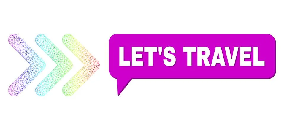 Spectrum Net Gradient Triple Arrowhead Right Icon and Let'S Travel Speech イラスト素材