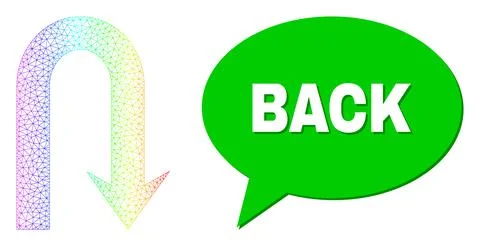 Spectrum Net Gradient Turn Back Icon and Back Message Cloud with Shadow 스톡 일러스트