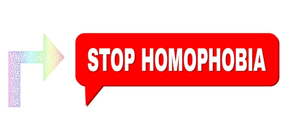 Spectrum Net Gradient Turn Right Icon and Stop Homophobia Message Bubble with Ilustração Stock