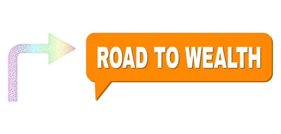 Spectrum Net Gradient Turn Right Icon and Road to Wealth Message Bubble with イラスト素材