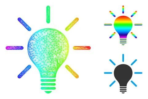 Spectrum Net Mesh Gradient Light Bulb Icon Stock Illustration