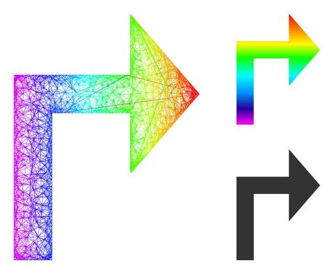 Spectrum Net Mesh Gradient Turn Right Icon 스톡 일러스트
