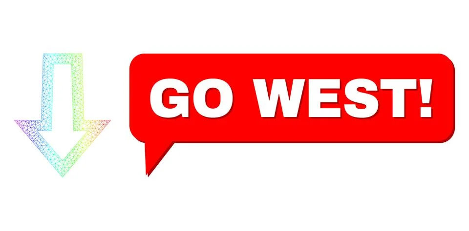Spectrum Network Gradient Arrow Down Icon and Go West! Conversation Frame with イラスト素材